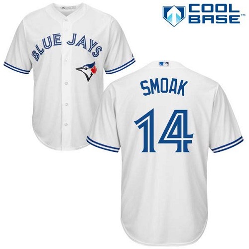 Blue Jays #14 Justin Smoak White New Cool Base Stitched MLB Jersey