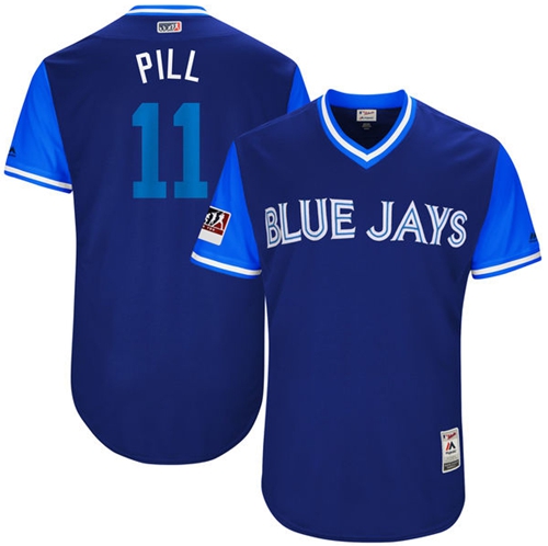 Blue Jays #11 Kevin Pillar Light Blue "Pill" Players Weekend Authentic Stitched MLB Jersey