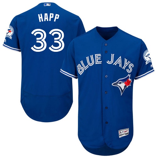 Blue Jays #33 J.A. Happ Blue Flexbase Authentic Collection Stitched MLB Jersey