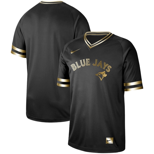 Blue Jays Blank Black Gold Authentic Stitched Baseball Jersey - Click Image to Close