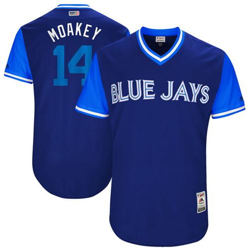 Blue Jays #14 Justin Smoak Navy "Moakey" Players Weekend Authentic Stitched MLB Jersey