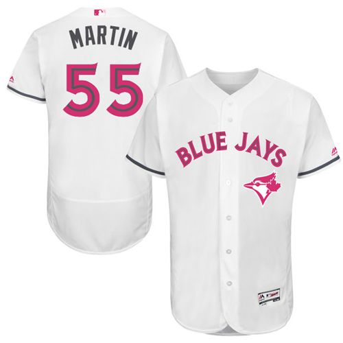 Blue Jays #55 Russell Martin White Flexbase Authentic Collection Mother's Day Stitched MLB Jersey - Click Image to Close