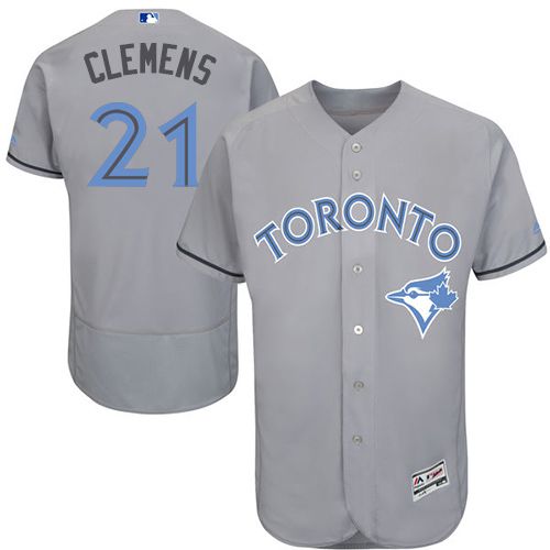 Blue Jays #21 Roger Clemens Grey Flexbase Authentic Collection Father's Day Stitched MLB Jersey