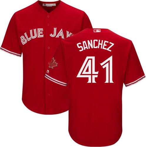 Blue Jays #41 Aaron Sanchez Red New Cool Base Canada Day Stitched MLB Jersey