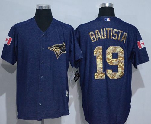 Blue Jays #19 Jose Bautista Denim Blue Salute to Service Stitched MLB Jersey