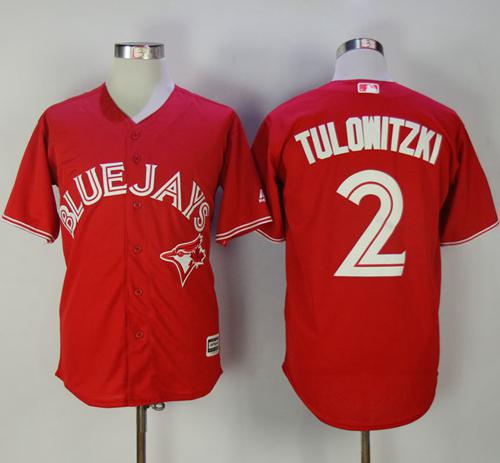 Blue Jays #2 Troy Tulowitzki Red New Cool Base Canada Day Stitched MLB Jersey