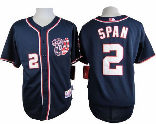 Nationals #2 Denard Span Navy Blue Cool Base Stitched MLB Jersey