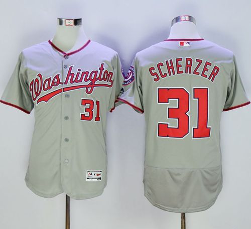 Nationals #31 Max Scherzer Grey Flexbase Authentic Collection Stitched MLB Jersey