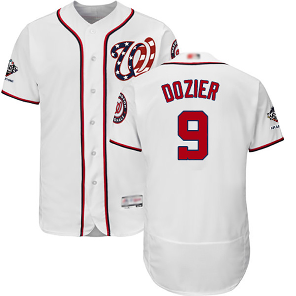 Nationals #9 Brian Dozier White Flexbase Authentic Collection 2019 World Series Champions Stitched Baseball Jersey