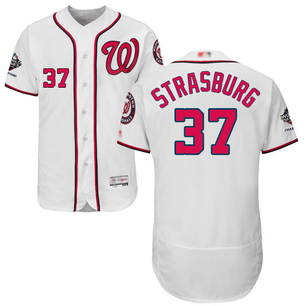 Nationals #37 Stephen Strasburg White Flexbase Authentic Collection 2019 World Series Champions Stitched Baseball Jersey