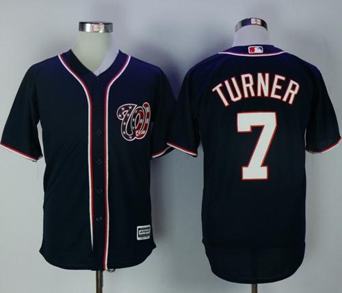 Nationals #7 Trea Turner Navy Blue New Cool Base Stitched MLB Jersey