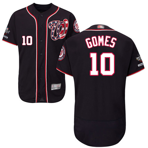 Nationals #10 Yan Gomes Navy Blue Flexbase Authentic Collection 2019 World Series Champions Stitched Baseball Jersey