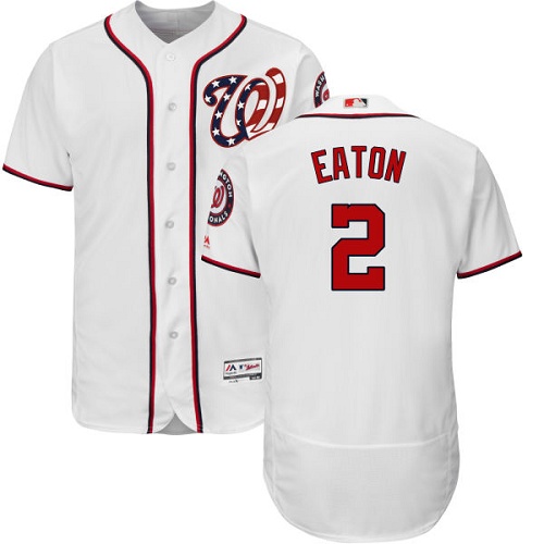 Nationals #2 Adam Eaton White Flexbase Authentic Collection Stitched MLB Jersey - Click Image to Close