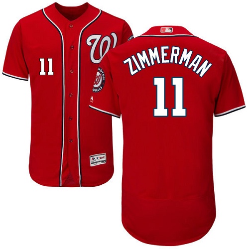 Nationals #11 Ryan Zimmerman Red Flexbase Authentic Collection Stitched MLB Jersey - Click Image to Close