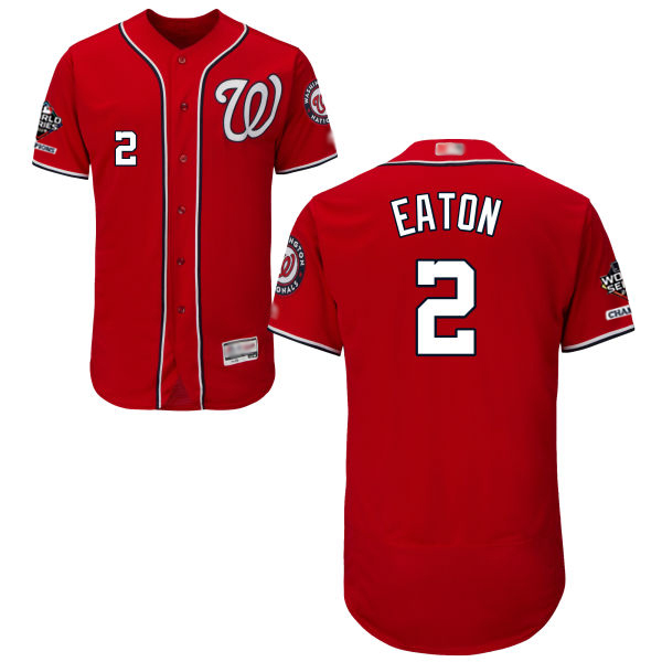 Nationals #2 Adam Eaton Red Flexbase Authentic Collection 2019 World Series Champions Stitched Baseball Jersey - Click Image to Close