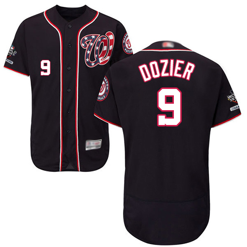 Nationals #9 Brian Dozier Navy Blue Flexbase Authentic Collection 2019 World Series Champions Stitched Baseball Jersey - Click Image to Close