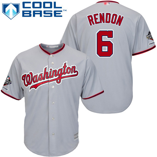 Nationals #6 Anthony Rendon Grey New Cool Base 2019 World Series Champions Stitched Baseball Jersey - Click Image to Close