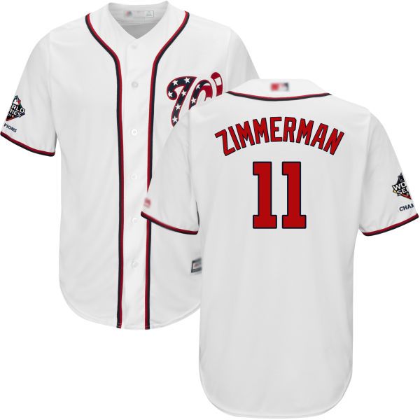 Nationals #11 Ryan Zimmerman White New Cool Base 2019 World Series Champions Stitched Baseball Jersey - Click Image to Close