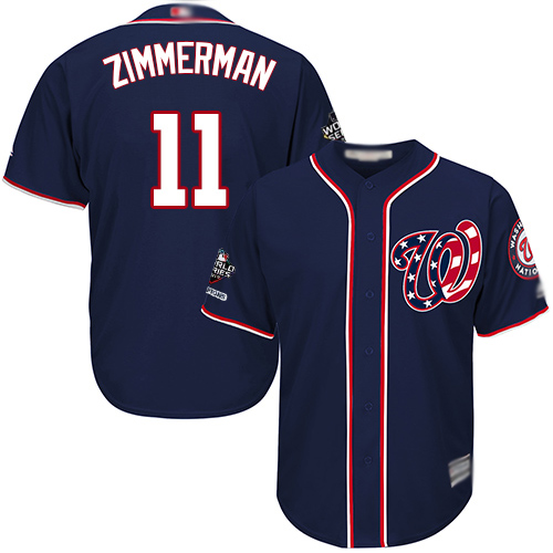 Nationals #11 Ryan Zimmerman Navy Blue New Cool Base 2019 World Series Champions Stitched Baseball Jersey - Click Image to Close