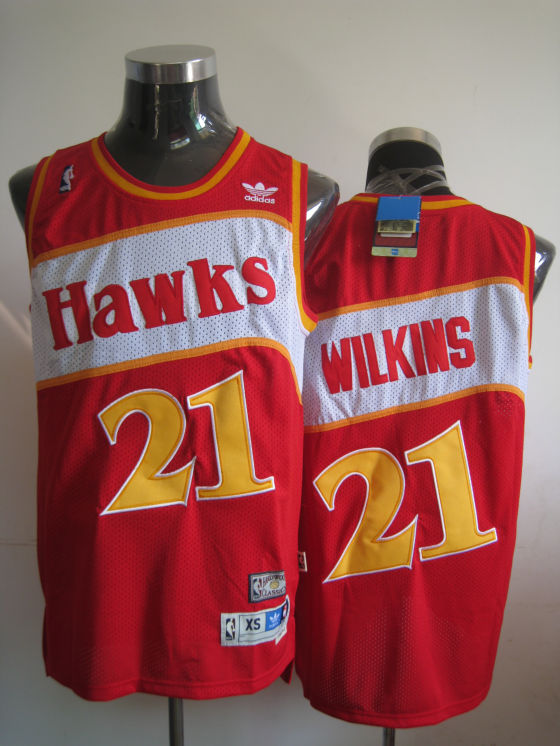 Hawks #21 Dominique Wilkins Red Stitched Throwback NBA Jersey