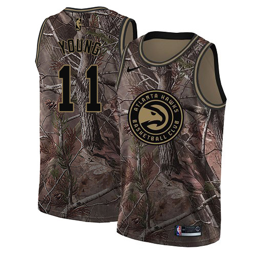 Hawks #11 Trae Young Camo Basketball Swingman Realtree Collection Jersey - Click Image to Close