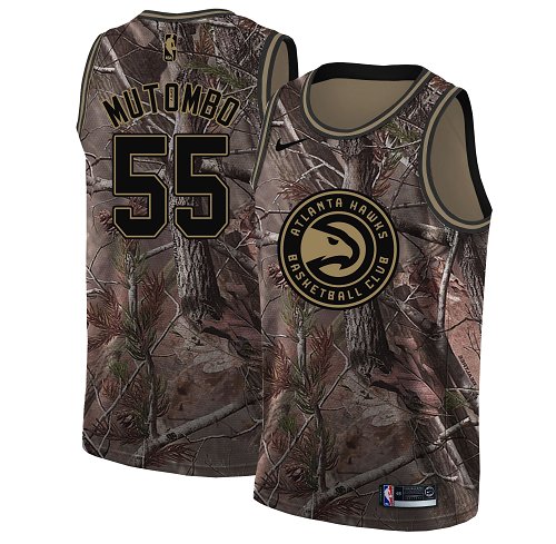 Hawks #55 Dikembe Mutombo Camo Basketball Swingman Realtree Collection Jersey