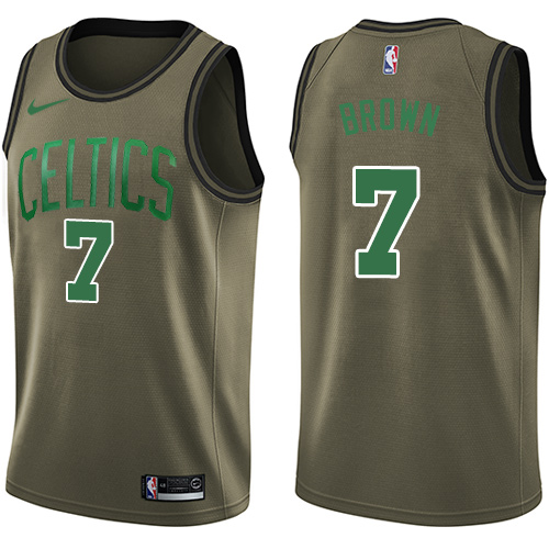 Nike Celtics #7 Jaylen Brown Green Salute to Service NBA Swingman Jersey