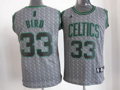 Celtics #33 Larry Bird Grey Static Fashion Stitched NBA Jersey