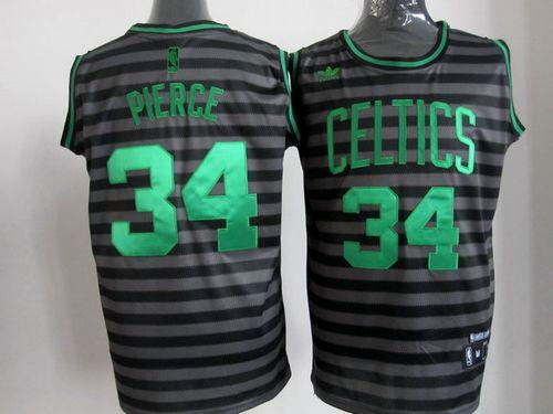 Celtics #34 Paul Pierce Black/Grey Groove Stitched NBA Jersey