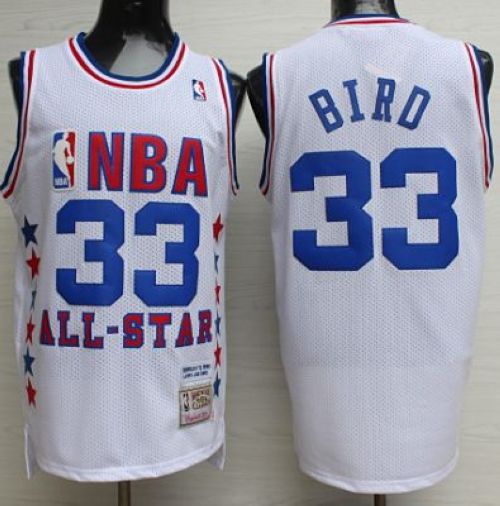 Mitchell And Ness Celtics #33 Larry Bird White 1990 All-Star Stitched NBA Jersey - Click Image to Close