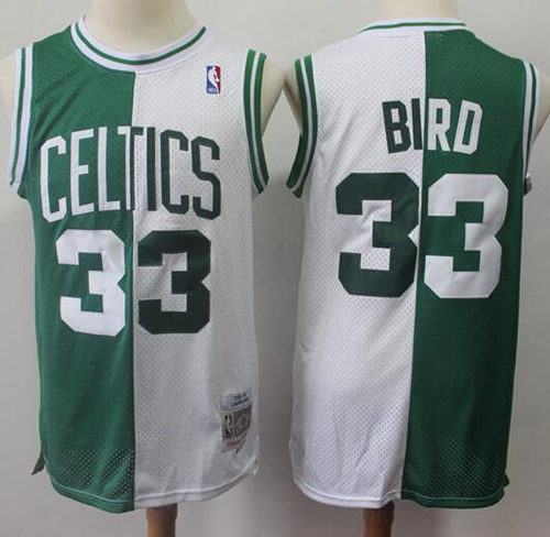 Split Fashion Celtics #33 Larry Bird Green/White Stitched Basketball jersey