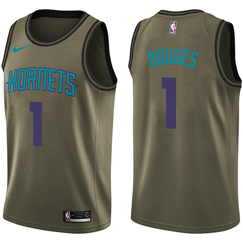 Nike Hornets #1 Muggsy Bogues Green Salute to Service NBA Swingman Jersey