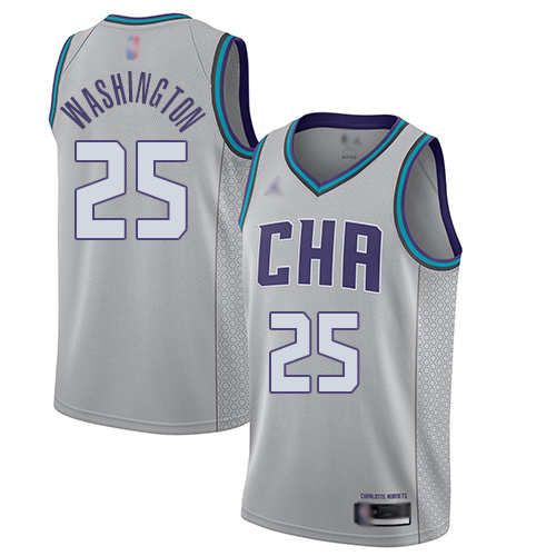 Hornets #25 PJ Washington Gray Basketball Jordan Swingman City Edition 2019/20 Jersey