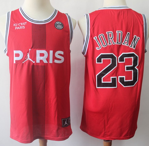 Bulls #23 Michael Jordan Red Ici C'est Paris Stitched Basketball Jersey