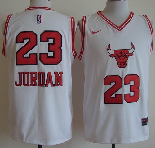 Bulls #23 Michael Jordan White New Fashion Stitched NBA Jersey