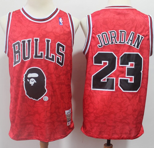 Mitchell And Ness 1996-97 A Bathing Ape Bulls #23 Michael Jordan Red Stitched NBA Jersey