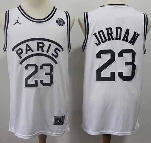 Bulls #23 Michael Jordan White Paris Stitched Basketball Jersey