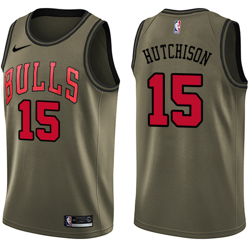 Nike Bulls #15 Chandler Hutchison Green NBA Swingman Salute to Service Jersey