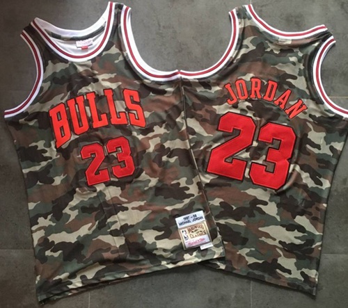 Bulls #23 Michael Jordan Camo Swingman Stitched Basketball Jersey