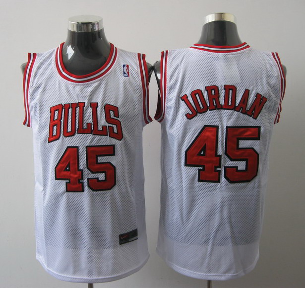 Bulls #45 Michael Jordan White Stitched NBA Jersey