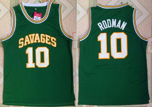 Bulls #10 Dennis Rodman Green Savage Storm College Stitched NBA Jersey