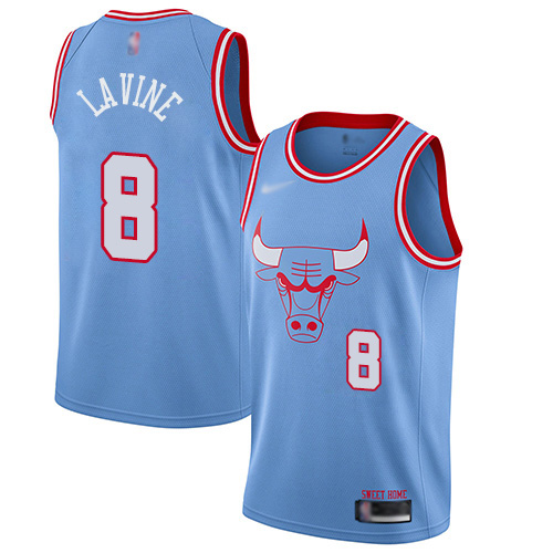 Bulls #8 Zach LaVine Blue Basketball Swingman City Edition 2019/20 Jersey