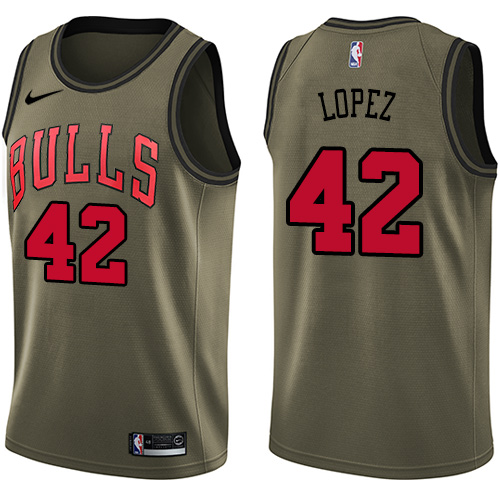 Nike Bulls #42 Robin Lopez Green Salute to Service NBA Swingman Jersey