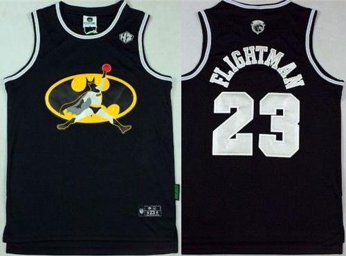 Bulls #23 Michael Jordan Black FlightMan Stitched NBA Jersey