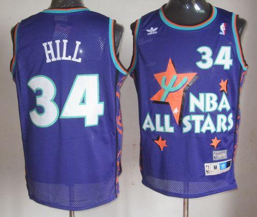 Cavaliers #34 Tyrone Hill Purple 1995 All-Star Throwback Stitched NBA Jersey