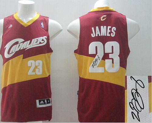 New Revolution 30 Autographed Cavaliers #23 LeBron James Red Stitched NBA Jersey - Click Image to Close