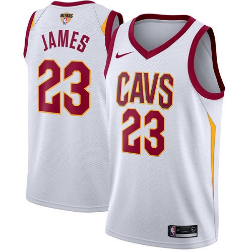 Nike Cavaliers #23 LeBron James White The Finals Patch NBA Swingman Association Edition Jersey