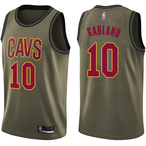 Cavaliers #10 Darius Garland Green Basketball Swingman Salute to Service Jersey - Click Image to Close