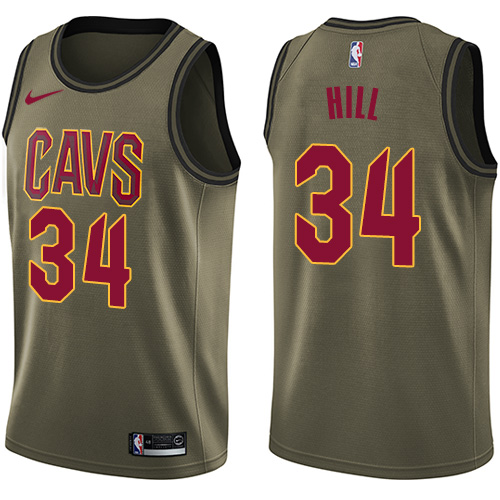 Nike Cavaliers #34 Tyrone Hill Green Salute to Service NBA Swingman Jersey