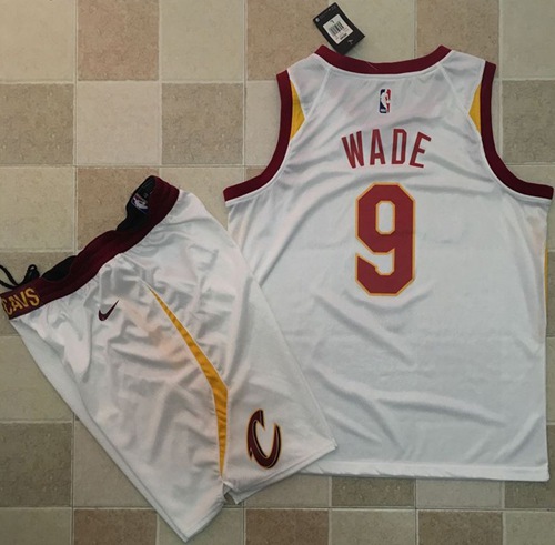 Nike Cavaliers #9 Dwyane Wade White A Set NBA Swingman Association Edition Jersey